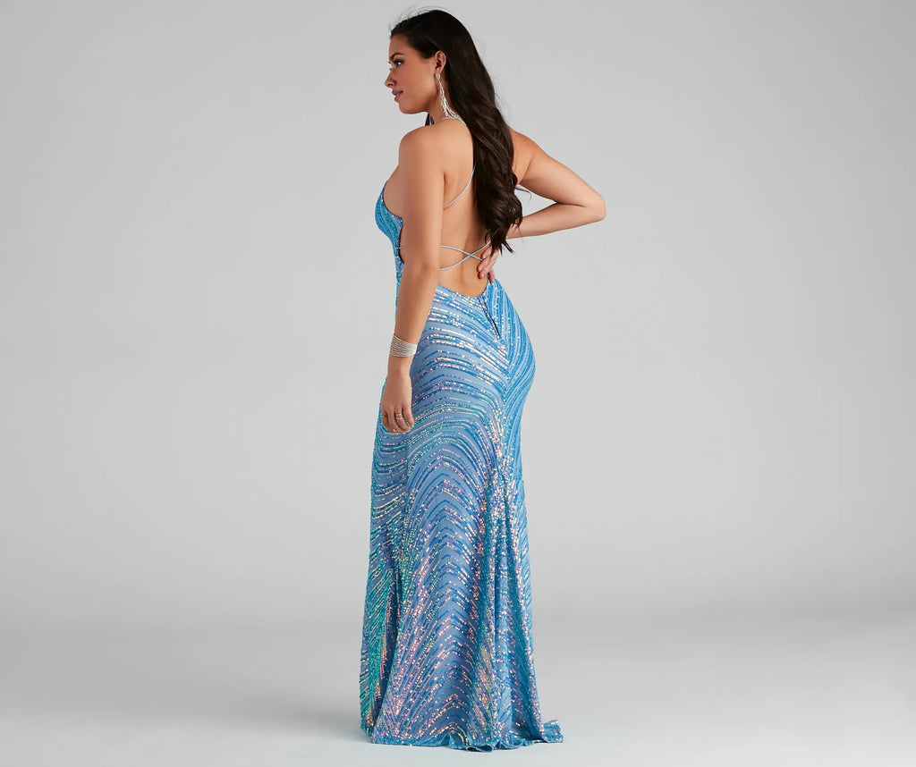 Vestido Formal Petra com Lantejoulas Iridescentes