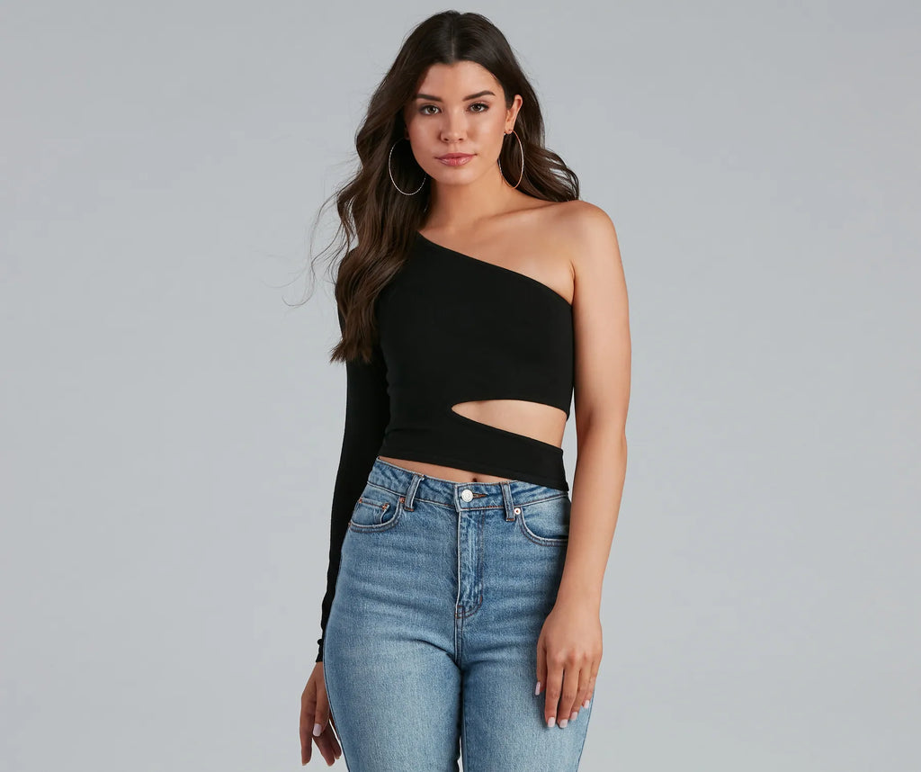 Top monospalla allure con cut-out