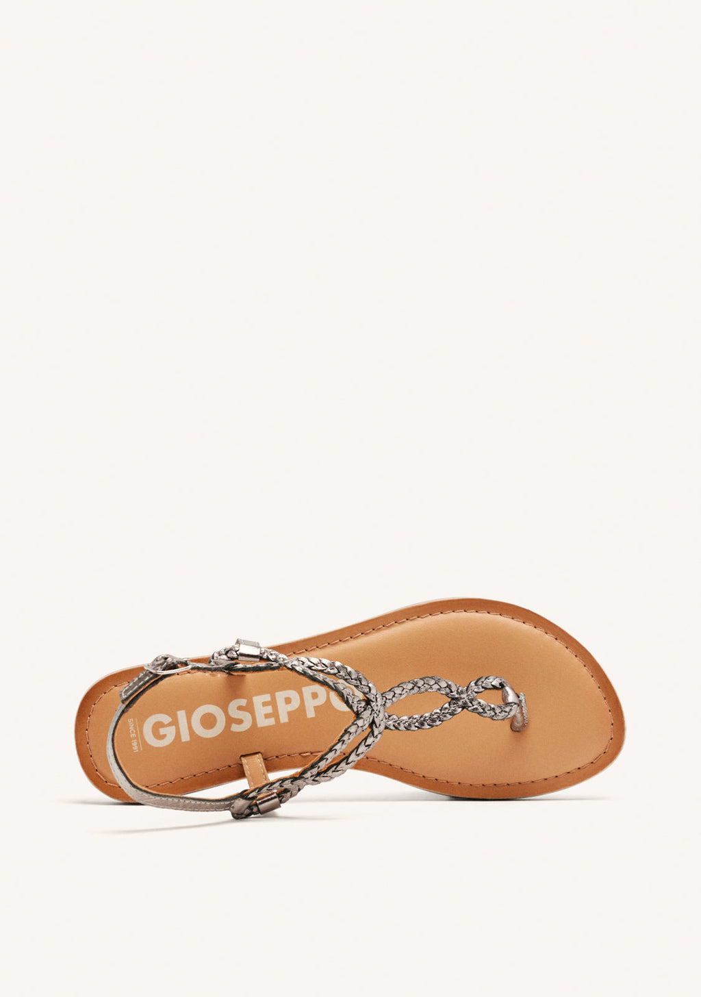Merignas women's sandals with dark silver braided straps