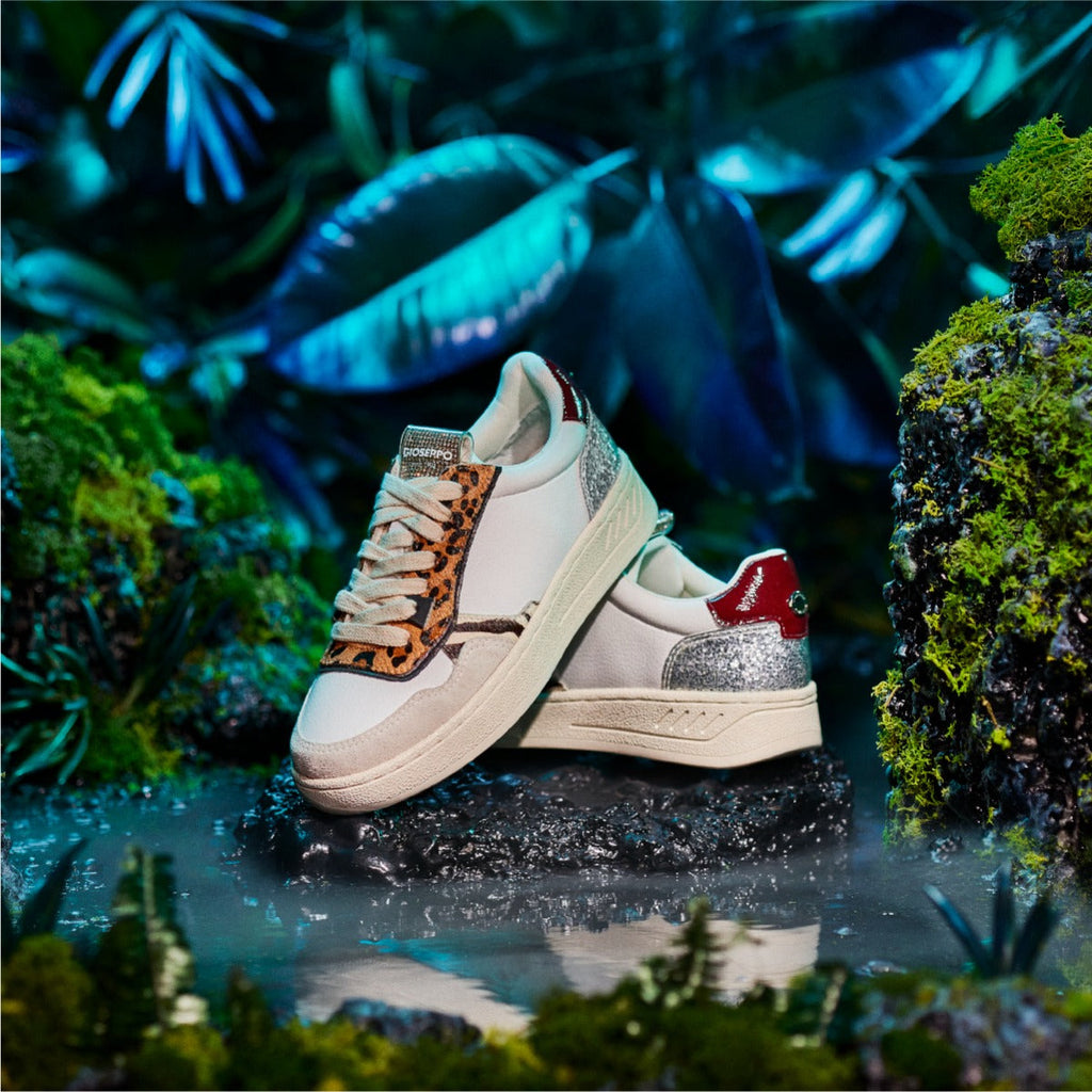 Bowdle women's white sneakers with mixed prints