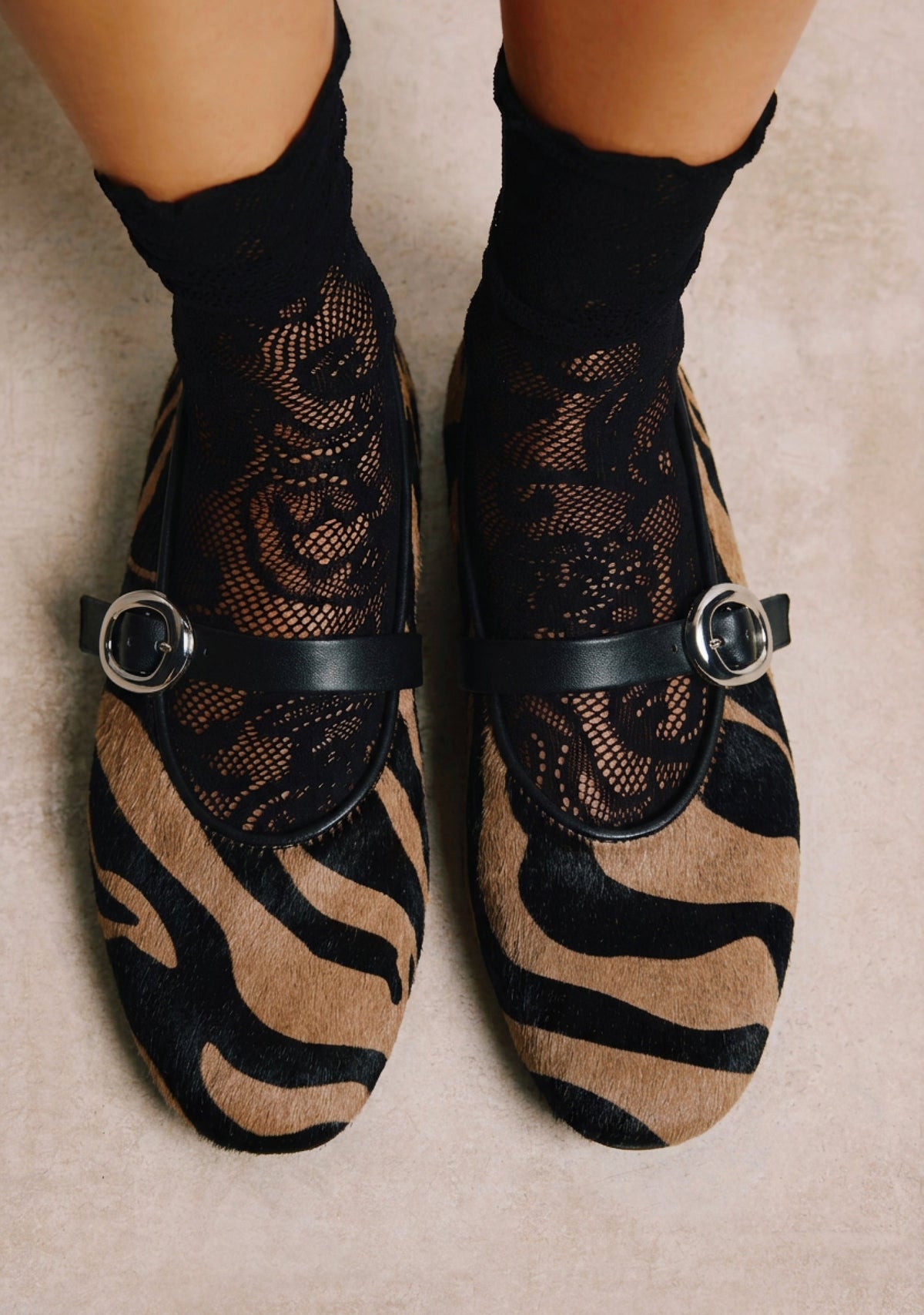 ANIMAL PRINT LEATHER BALLET FLATS