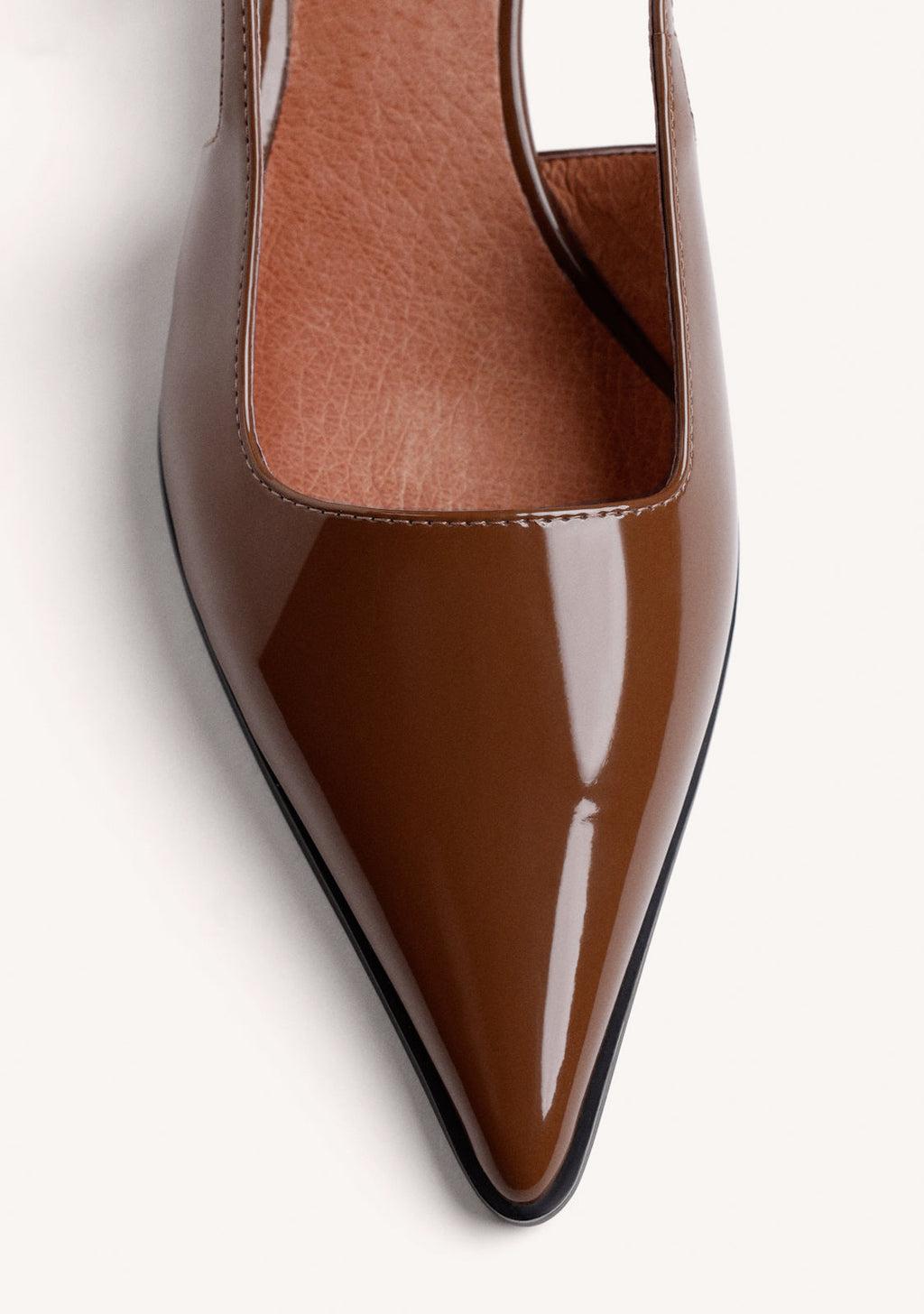 CAMEL OPEN-BACK PATENT EFFECT HEEL SHOES
