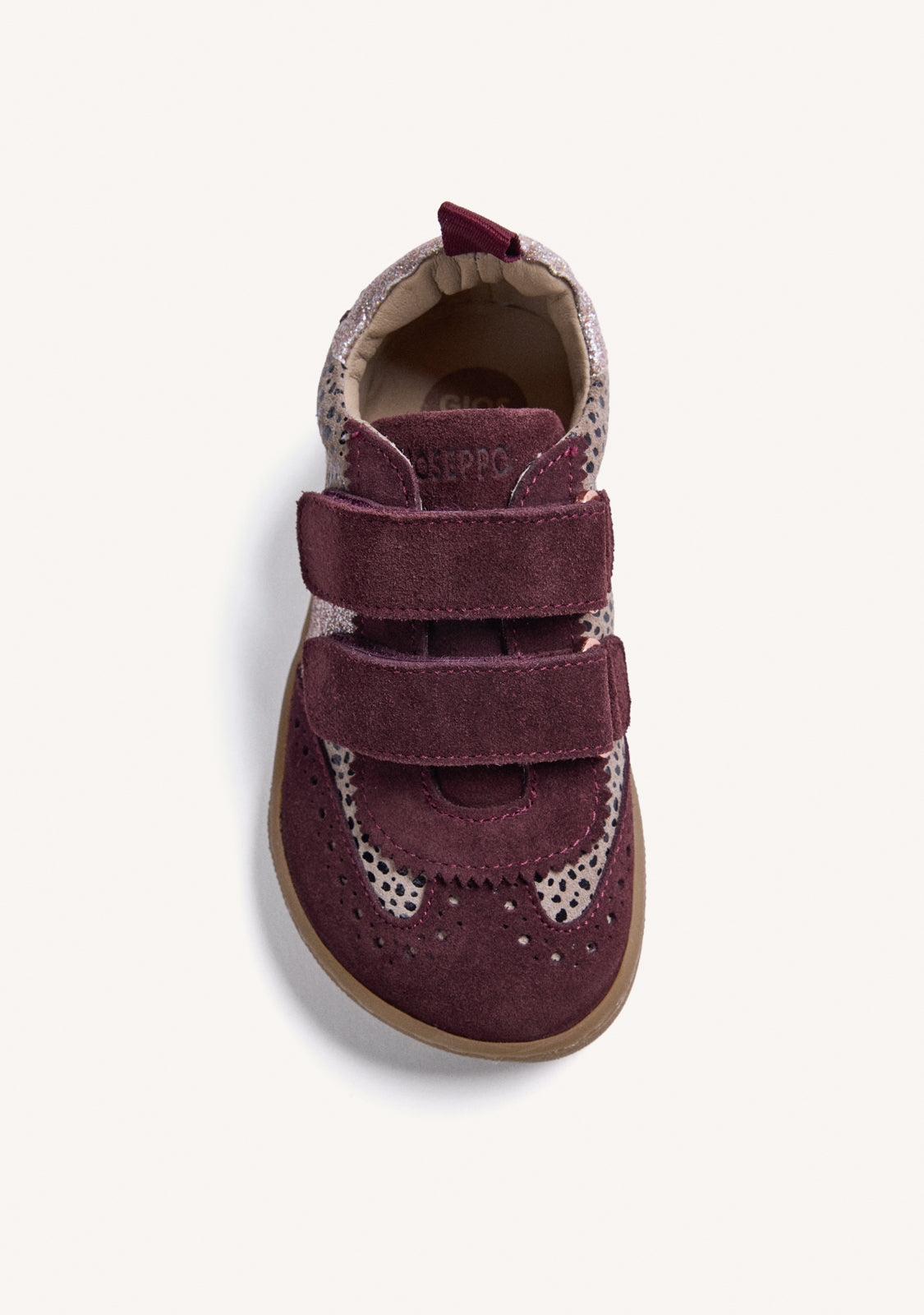 BAREFOOT LEATHER BURGUNDY SNEAKERS WITH ANIMAL PRINT