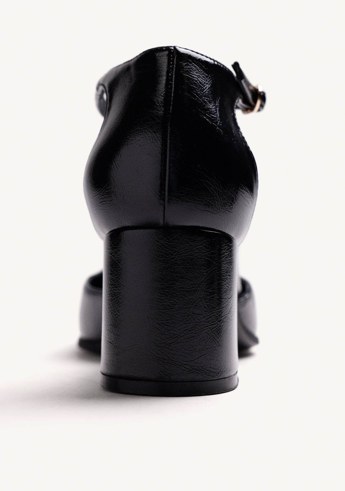 BLACK PATENT EFFECT HEEL SHOES