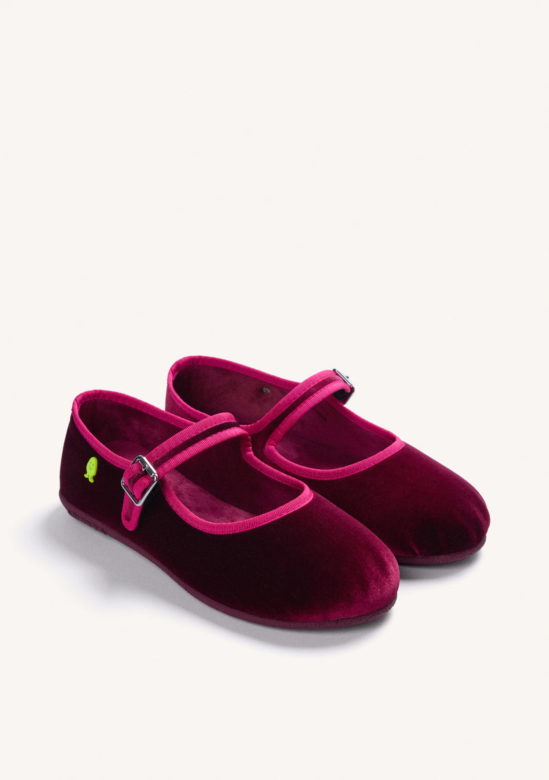 BURGUNDY VELVET MARY-JANE STYLE HOUSE SLIPPERS