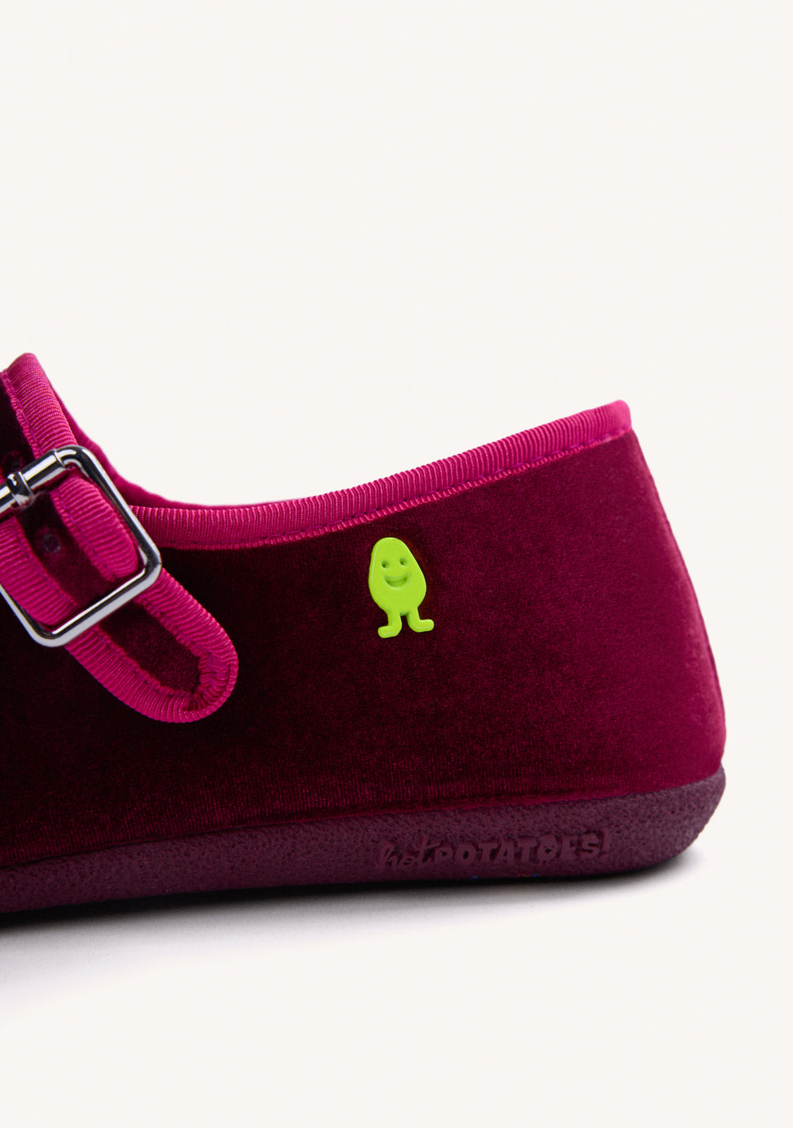 BURGUNDY VELVET MARY-JANE STYLE HOUSE SLIPPERS