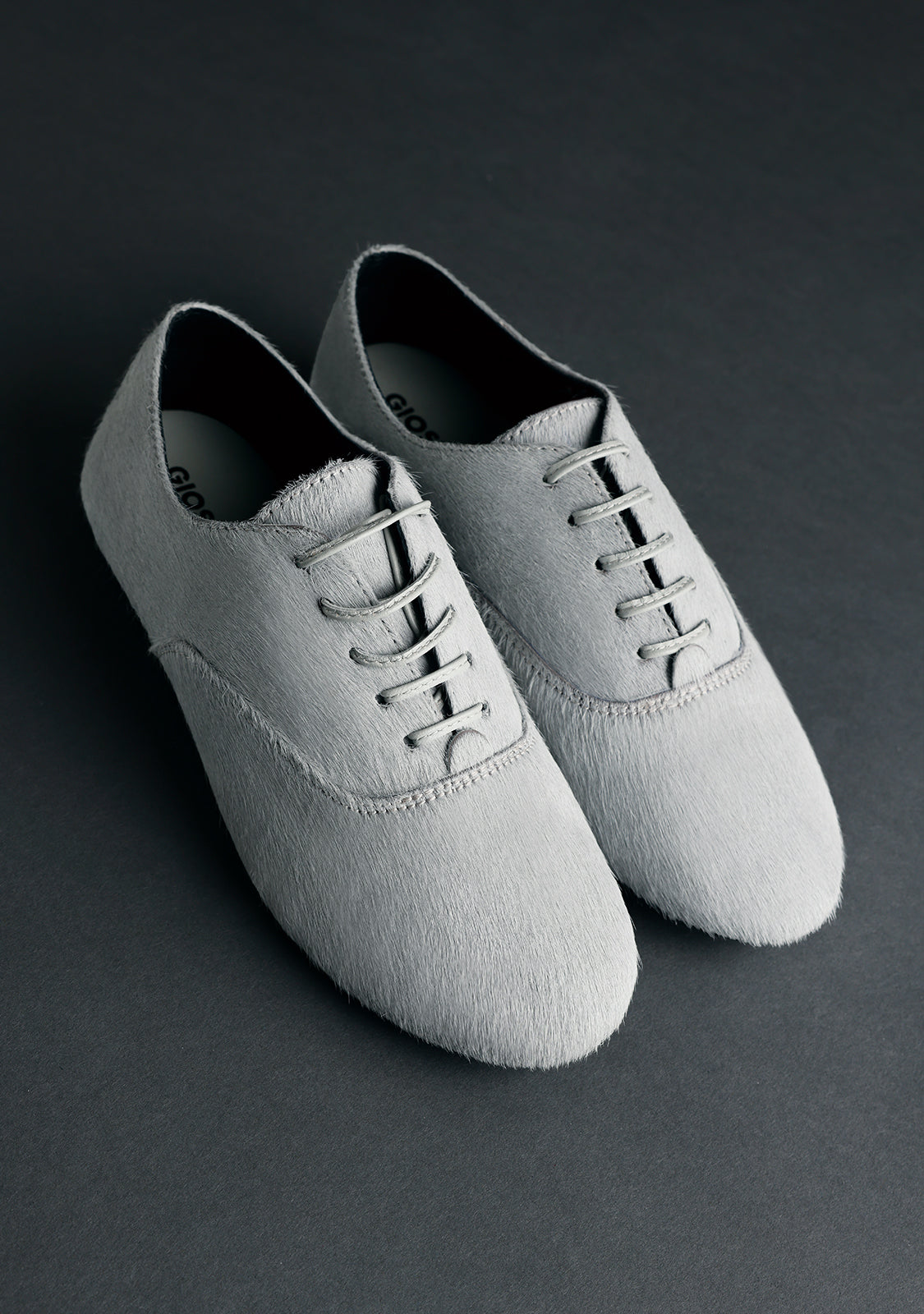 GREY LEATHER FLAT SHOES BY MELYSSA PINTO