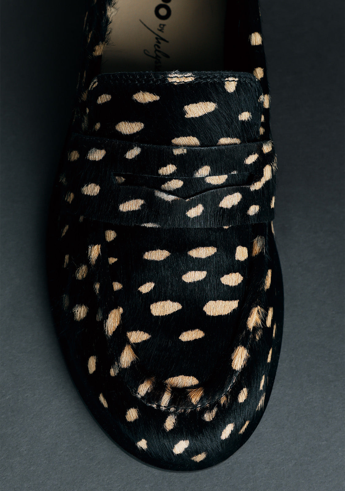 BLACK ANIMAL PRINT LEATHER LOAFERS BY MELYSSA PINTO