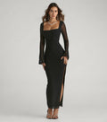 Abito a colonna formale Becka in mesh con spacco alto