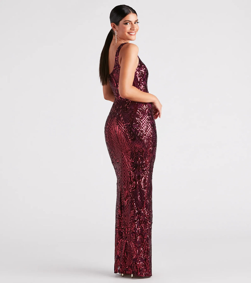 Eris Formal Sequin Scroll Dress