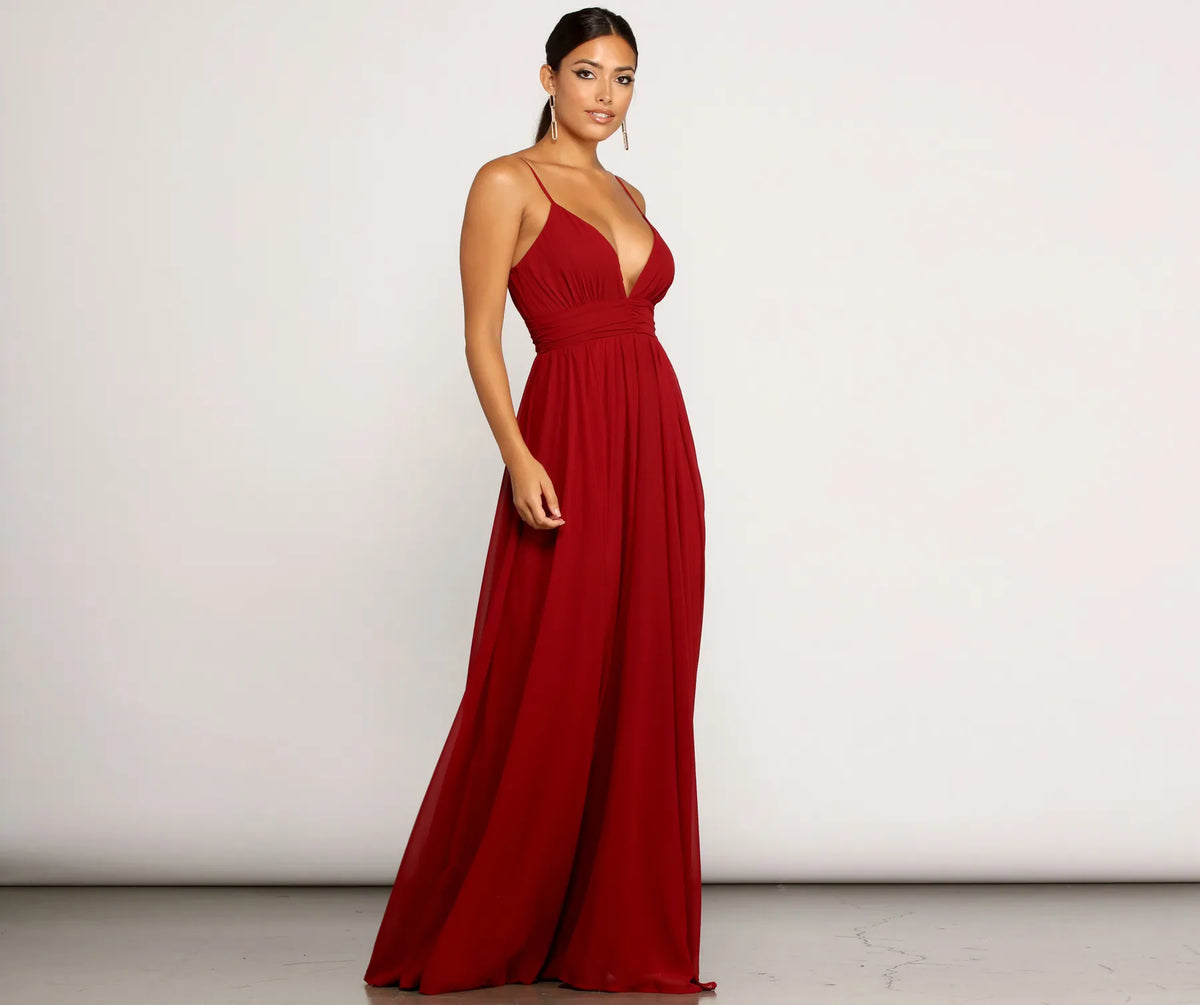 Vestido Formal Gracie em Chiffon Franzido