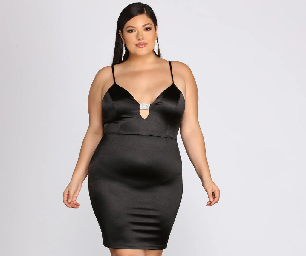 Plus Rhine It Up Satin Mini Dress