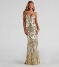 Abito formale Jaylene con paillettes a volute