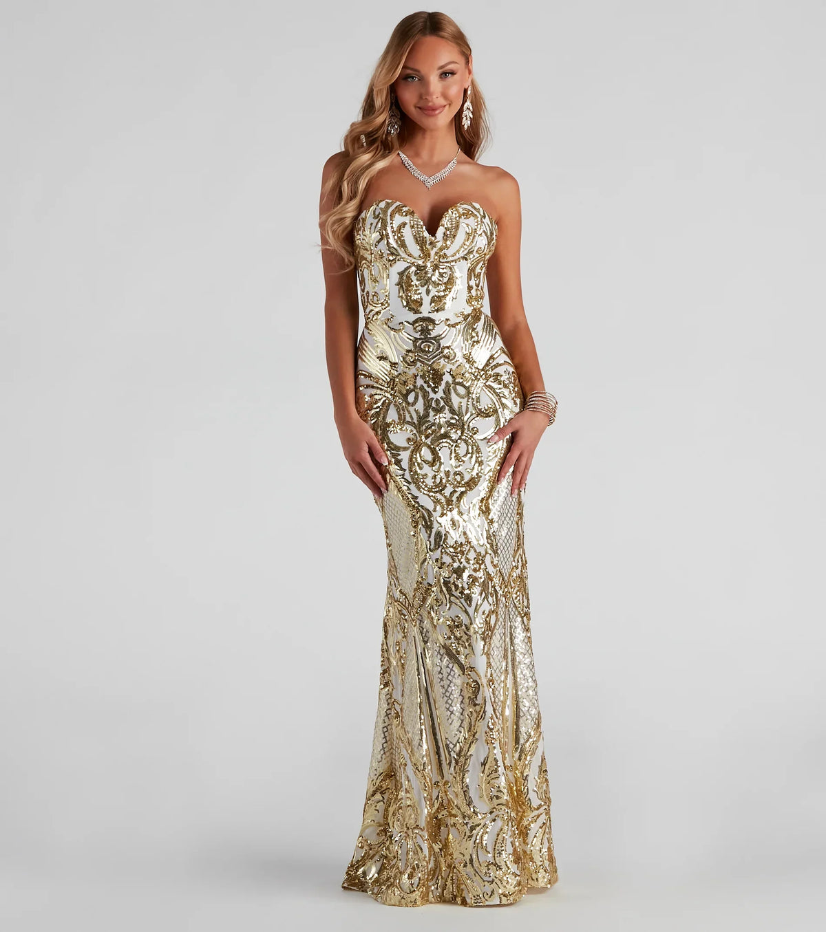 Abito formale Jaylene con paillettes a volute