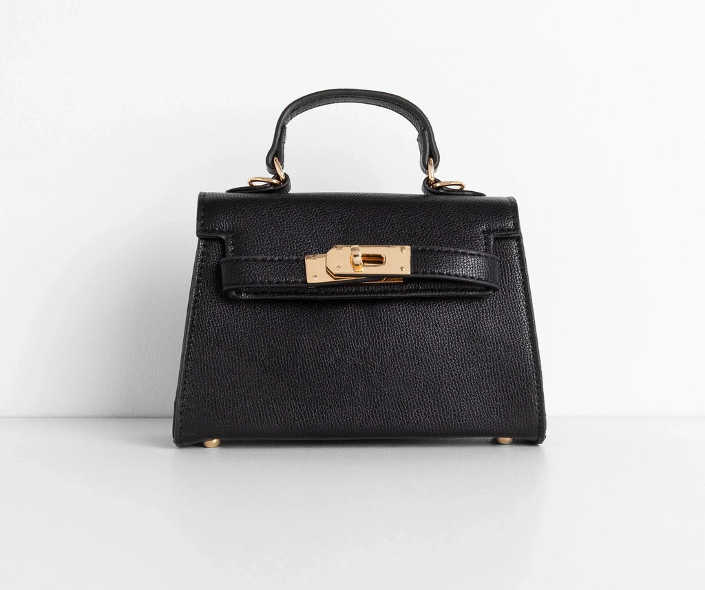 Borsa a mano in Saffiano con chiusura a collo di cigno
