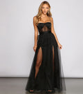 Abito bustier Cintra in mesh e tulle